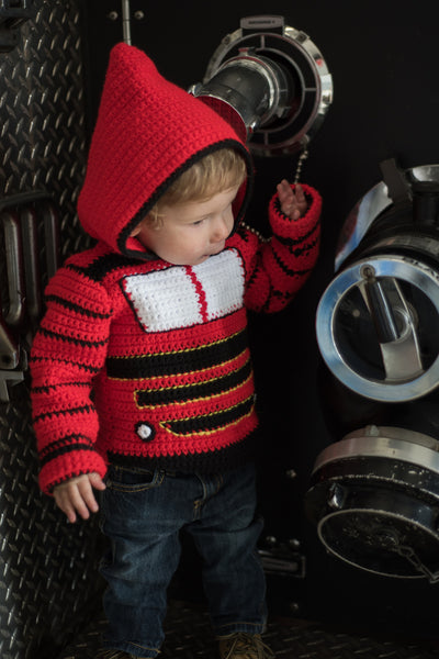 Train Engine Toddler Hoodie Crochet Pattern - Sizes 2 and 4 - Hoodie Zips up the Back