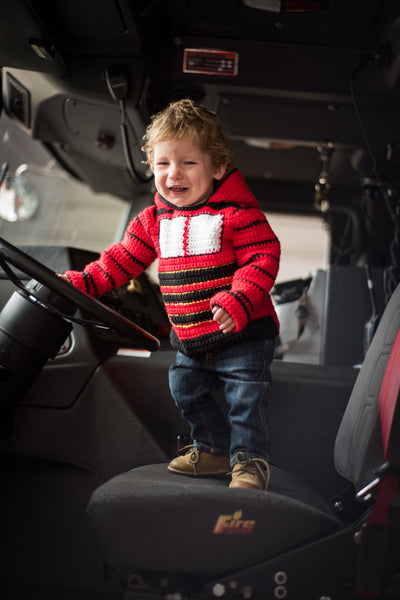 Train Engine Toddler Hoodie Crochet Pattern - Sizes 2 and 4 - Hoodie Zips up the Back