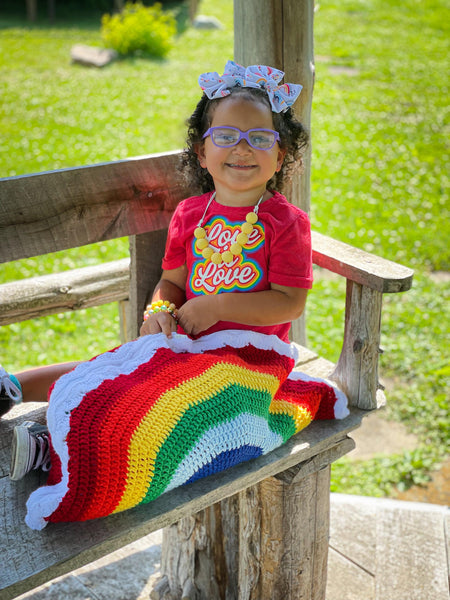 Crochet Pattern Rainbow Nap Buddy, Rainbow Toddler Blanket and Pillow, Back to School Crochet