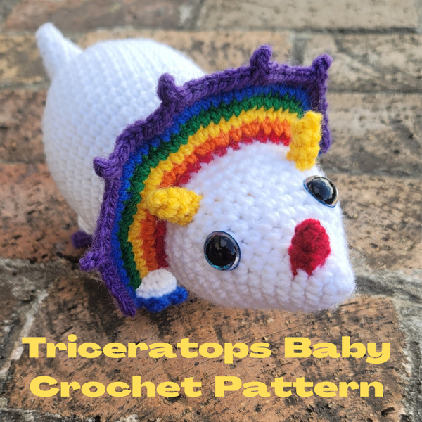 Triceratops Baby Amigurumi Crochet Pattern - Rainbow Crochet