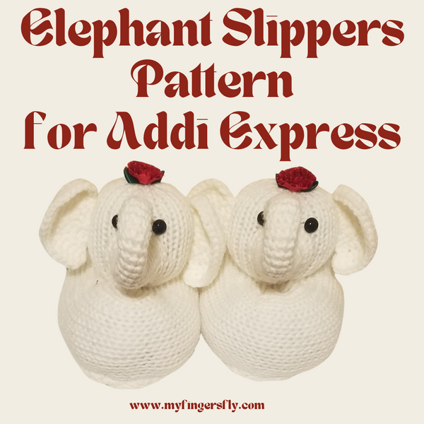 White Elephant Christmas Slippers Pattern for Addi Pro - Ladies' Size 6-7
