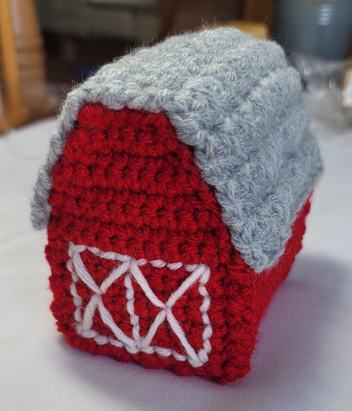 Crochet Pattern Little Red Barn Christmas Ornament, Farmhouse Christmas Decor