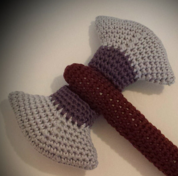 Battle Axe Baby Rattle Crochet Pattern - Single or Double Blade