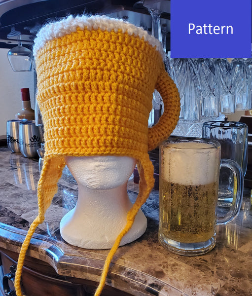 Beer Mug Hat Crochet Pattern (Women's and Men's sizes)