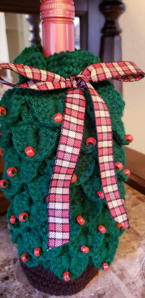 Christmas Tree Wine Gift Bag Crochet Pattern