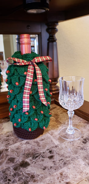 Christmas Tree Wine Gift Bag Crochet Pattern