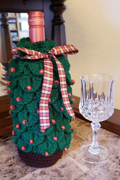 Christmas Tree Wine Gift Bag Crochet Pattern