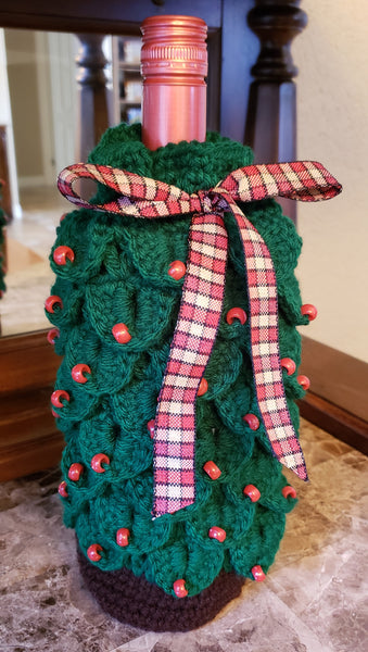 Christmas Tree Wine Gift Bag Crochet Pattern