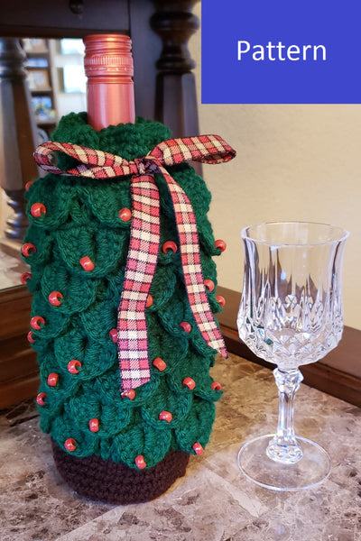 Christmas Tree Wine Gift Bag Crochet Pattern