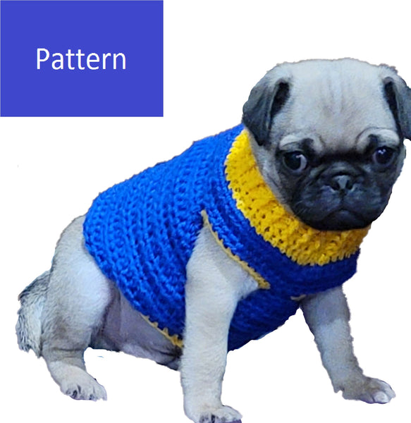 Pug Puppy Sweater Crochet Pattern XXS and Small - French Bulldog Sweater Crochet Pattern