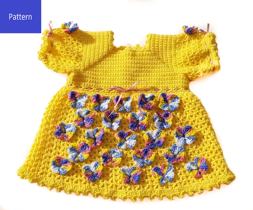 Butterfly Baby Girl Dress Crochet Pattern, Size 3 months, 6 months, an My Fingers Fly Butterfly Baby Girl Dress Crochet Pattern, Size 3 months, 6 months, an My Fingers Fly