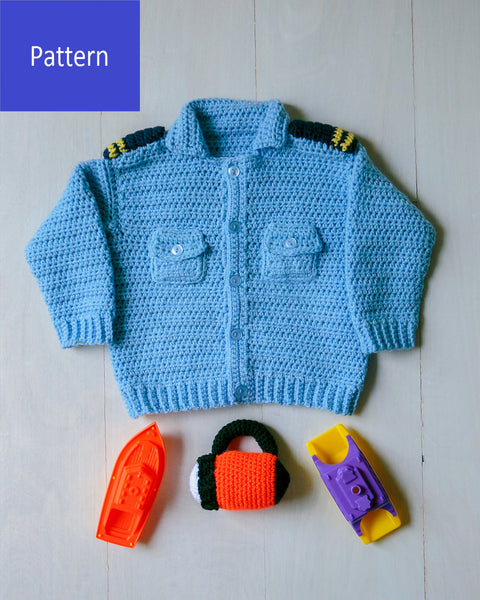 Coastal Military Baby Sweater Crochet Pattern