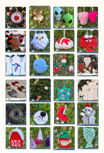 Crochet Pattern Book Advent Calendar Christmas Ornaments, Christmas Crochet