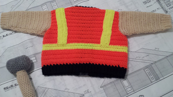 Construction Worker Baby Sweater Crochet Pattern - Take Baby to Work Day Sweater Crochet Pattern
