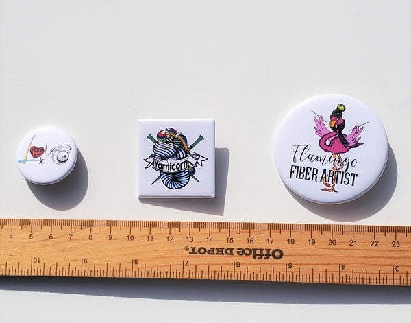 Flamingo Fiber Artist Pin Button