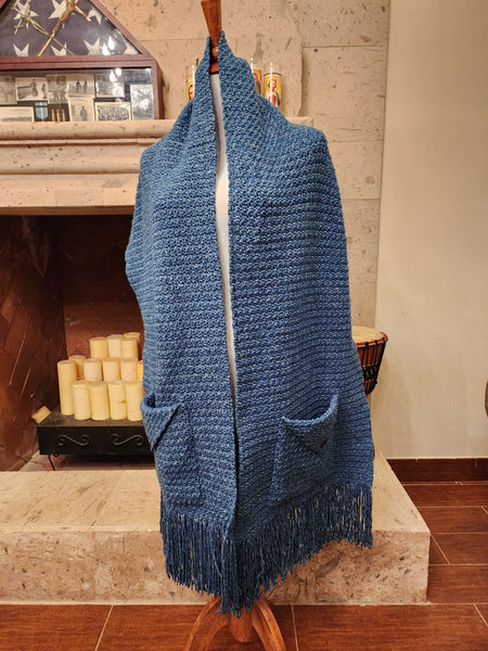 Denim Dreams Pocket Shawl Crochet Pattern