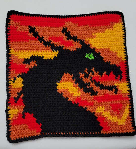 Dragon at Sunset Pillow Sham Crochet Pattern