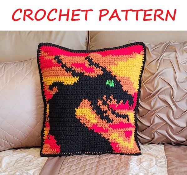 Dragon at Sunset Pillow Sham Crochet Pattern