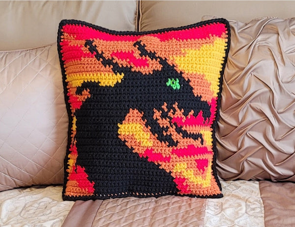 Dragon at Sunset Pillow Sham Crochet Pattern
