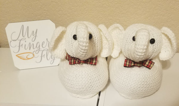 Elephant Slippers Pattern for Addi Pro - Ladies' Size 6-7