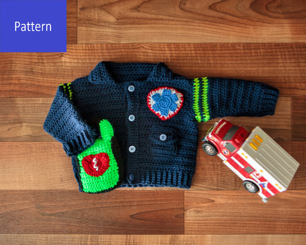 EMT/Paramedic Baby Sweater Crochet Pattern - Take Baby to Work Day Sweater Crochet Pattern