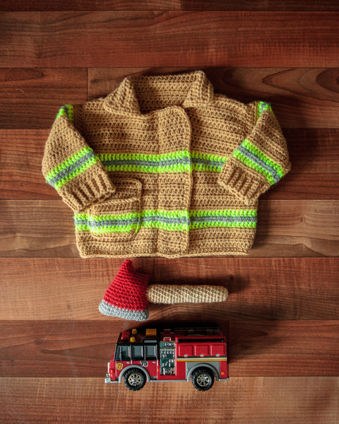 Baby Firefighter Sweater & Rattle Crochet Kit