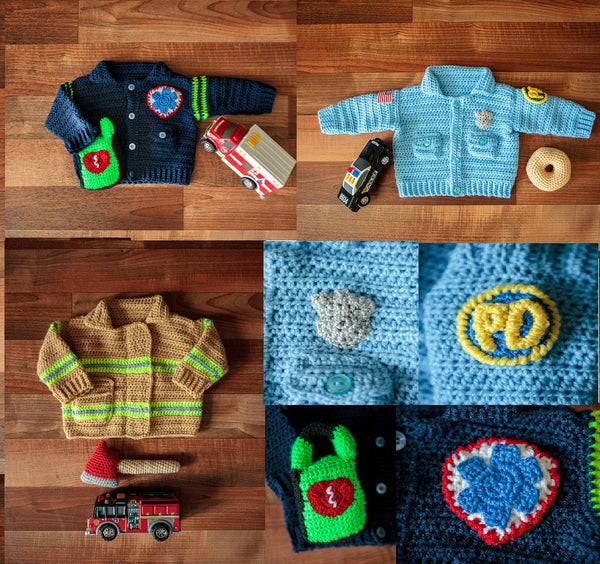 Baby Police Officer Sweater Crochet Pattern, Take Baby to Work Day Sweater Crochet Pattern