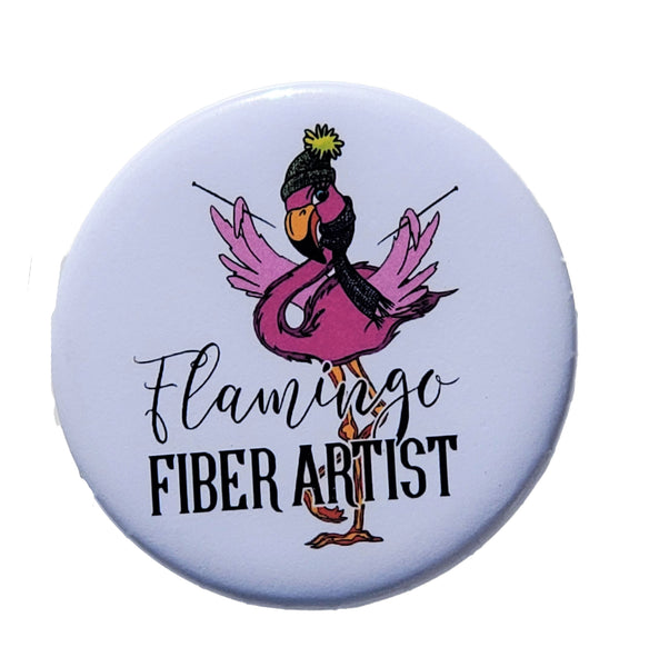 Flamingo Fiber Artist Pin Button