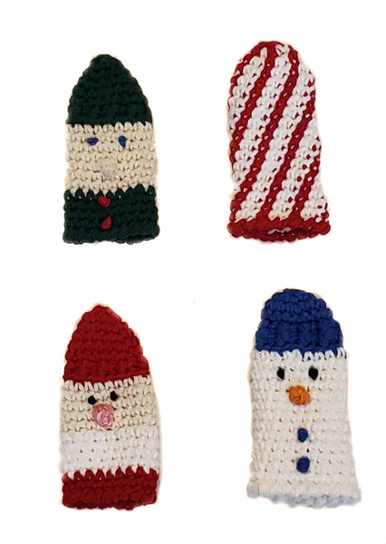 Christmas Panhandlers Crochet Patterns - Elf, Candy Cane, Santa Claus, & Snowman