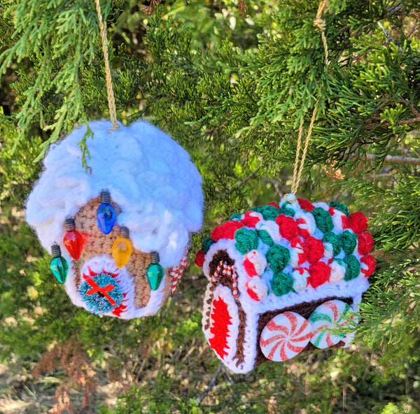 Gingerbread House Christmas Ornament Crochet Pattern