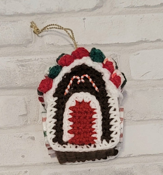 Gingerbread House Christmas Ornament Crochet Pattern