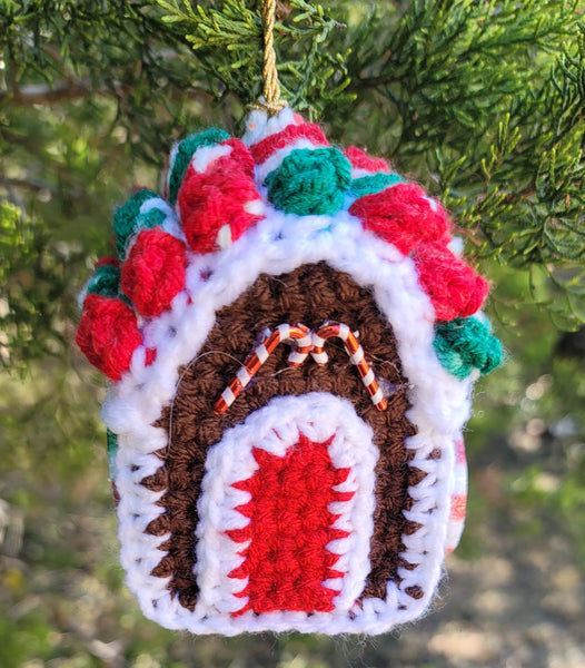 Gingerbread House Christmas Ornament Crochet Pattern