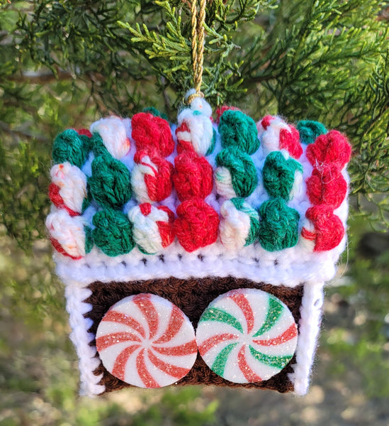 Gingerbread House Christmas Ornament Crochet Pattern