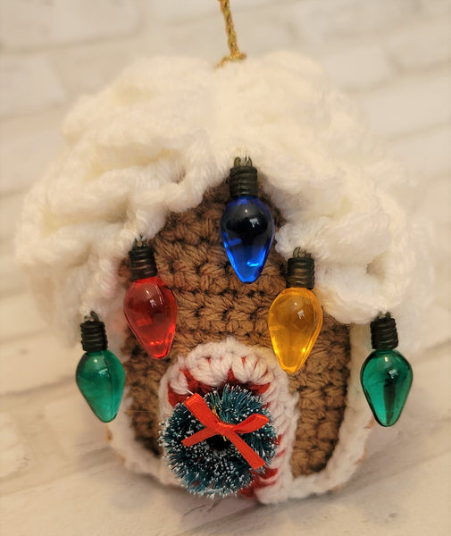Gingerbread House Christmas Ornament Crochet Pattern