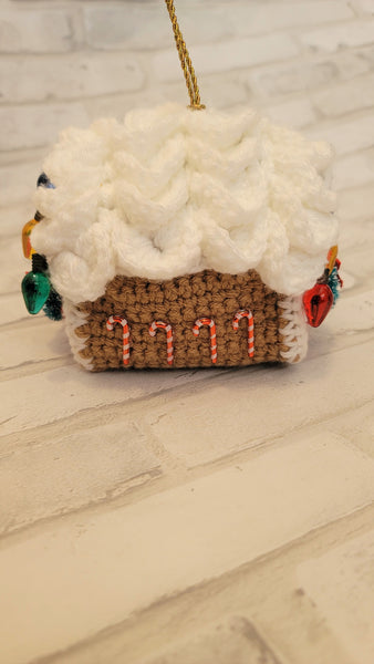 Gingerbread House Christmas Ornament Crochet Pattern
