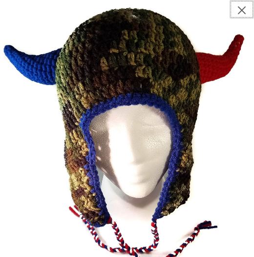 Horned Earflap Football Hat Crochet Pattern (adult size)