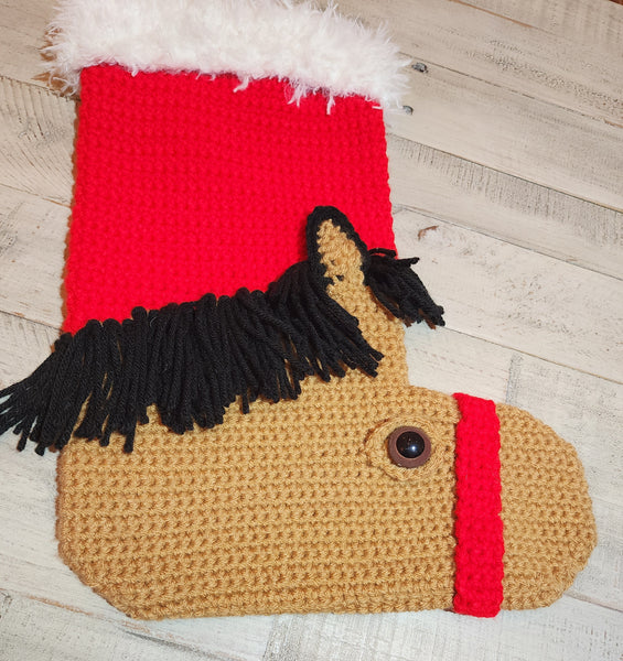 Christmas Crochet Pattern, Horse Christmas Stocking