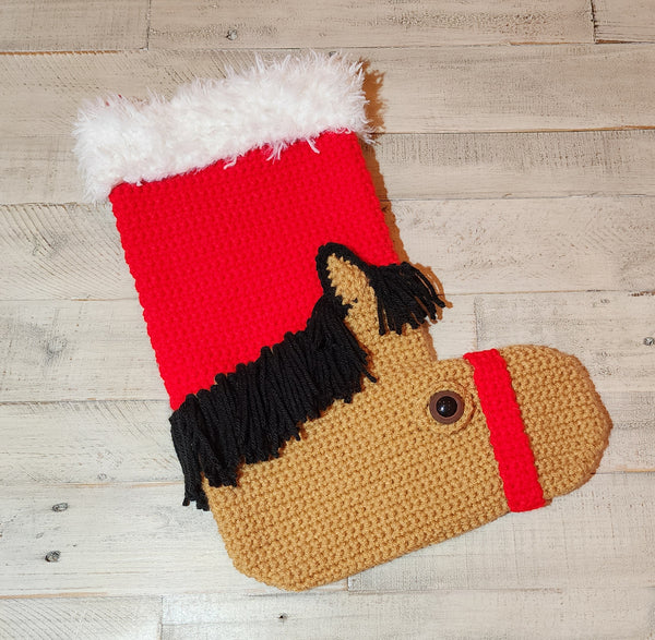 Christmas Crochet Pattern, Horse Christmas Stocking