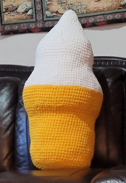 Ice Cream Cone Pillow Crochet Pattern with Blanket Yarn