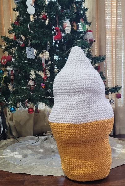 Ice Cream Cone Pillow Crochet Pattern with Blanket Yarn
