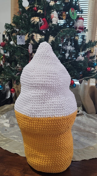 Ice Cream Cone Pillow Crochet Pattern with Blanket Yarn