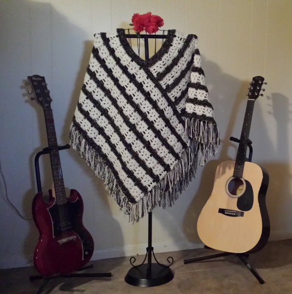 Ladies' Sugar Skull Poncho Crochet Pattern