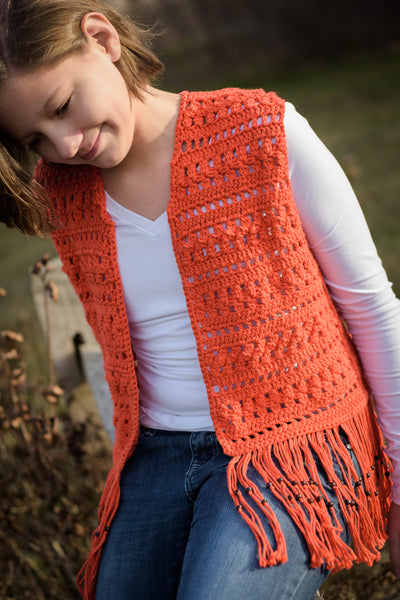 Layla Vest Crochet Pattern, Girls' Sizes 10, 12, 14