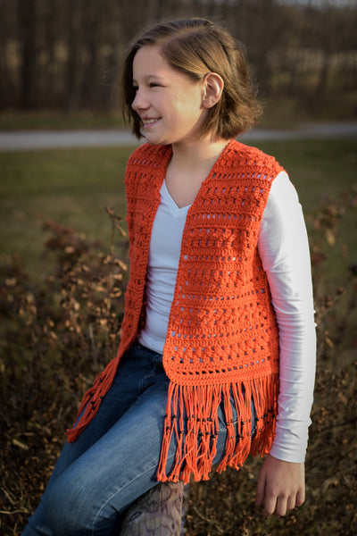 Layla Vest Crochet Pattern, Girls' Sizes 10, 12, 14