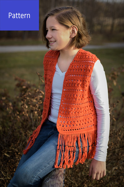 Layla Vest Crochet Pattern, Girls' Sizes 10, 12, 14