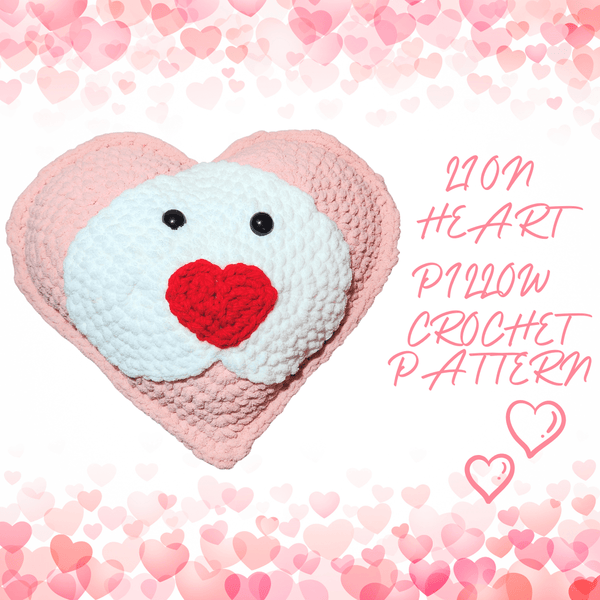 Lion Heart Pillow Crochet Pattern - My Fingers Fly