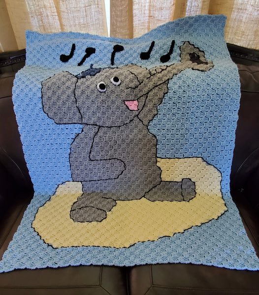 Miles the Jazzy Elephant C2C Afghan Crochet Pattern