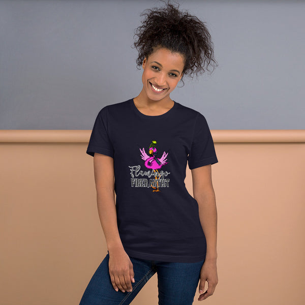 "Flamingo Fiber Artist" Short-Sleeve Unisex T-Shirt