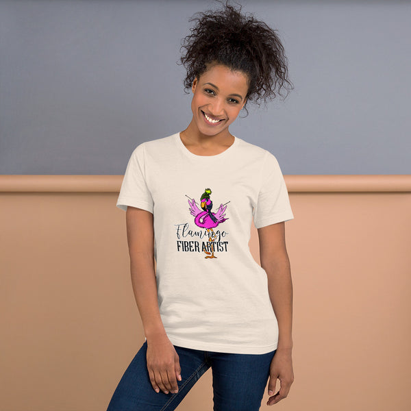 "Flamingo Fiber Artist" Short-Sleeve Unisex T-Shirt