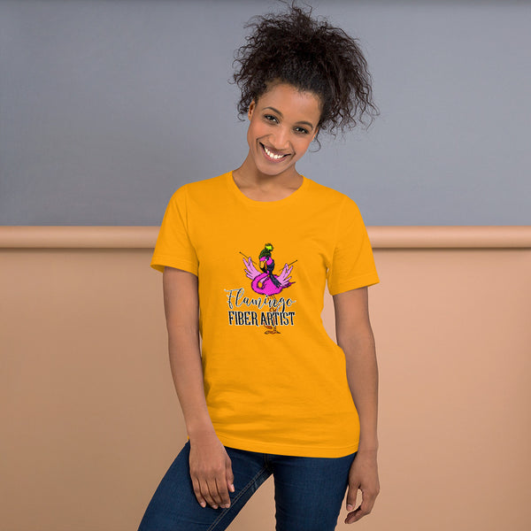 "Flamingo Fiber Artist" Short-Sleeve Unisex T-Shirt